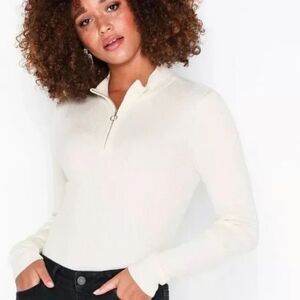 Cali Be 1/2 Zip Cream Pullover Lightweight Sweater Size M